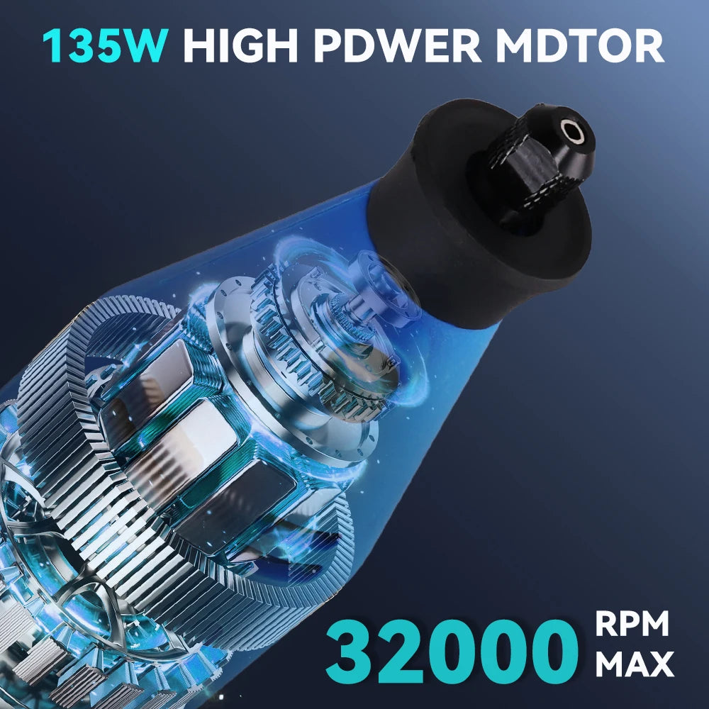 Podofo 80PCS Engraver Electric Drill Dremel Mini Drill DIY Drill Grinder 135W Power Tool 32000RPM Electric Mini Drill Grinder Engraver Polisher with Rotary Tools Set Kit For Dremel