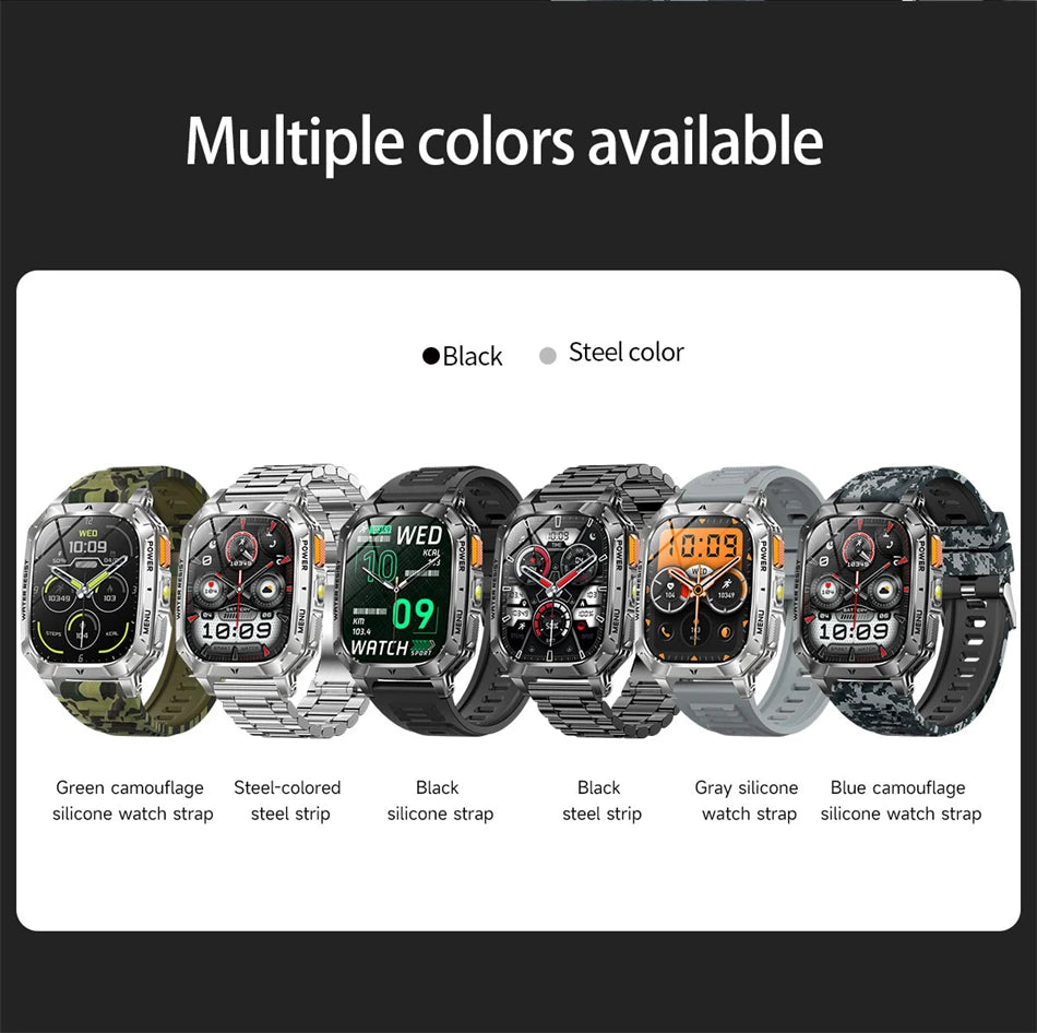 2026 New Hot flashlight Men Smartwatch Compass 1400 mAh BT call GPS fitness IP68 Waterproof Fashion Smartwatch For holiday Gifts