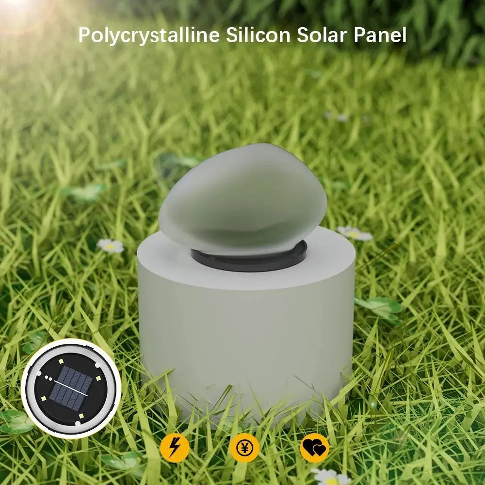 Solar Stone Light Frosted Glass Ground Lamp Outdoor Waterproof Lantern for Garden Green Light Lawn Courtyard Decorative Lamp