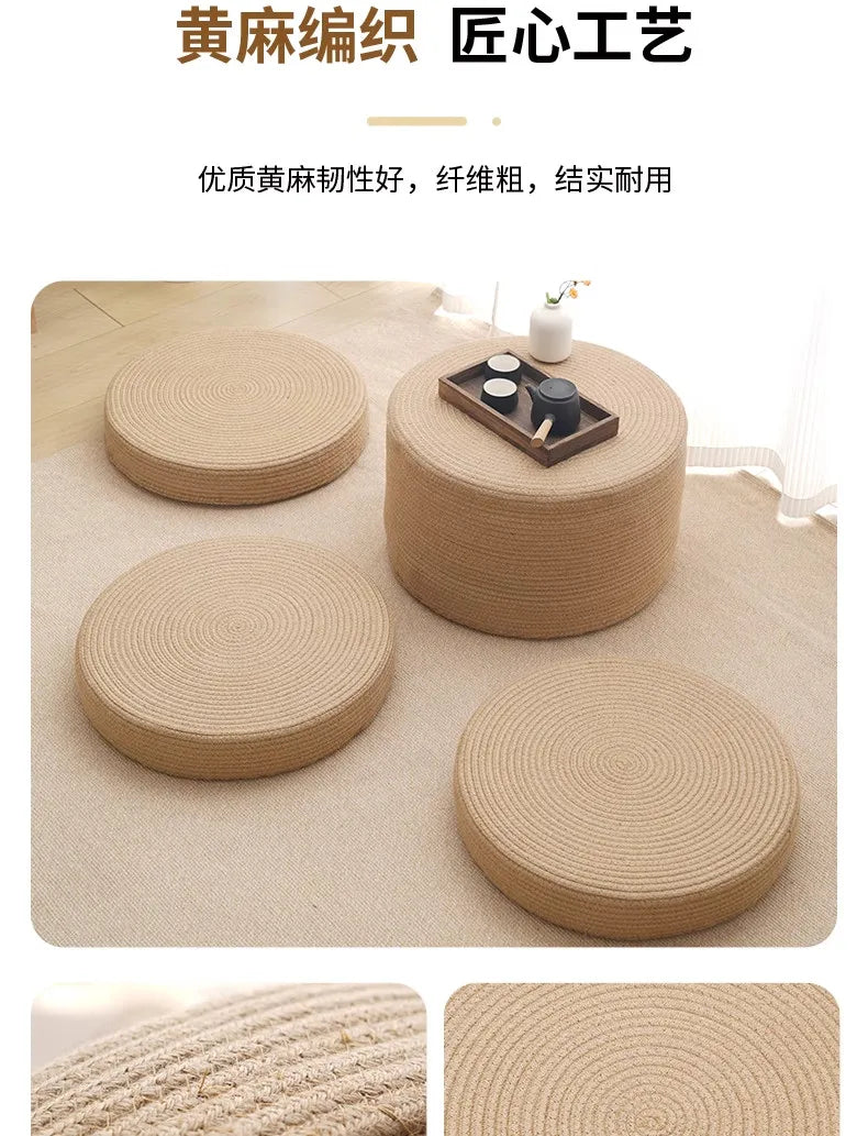 Cotton Thread Hand Woven Japanese Tatami Futon Breathable Comfortable Grass Woven Hemp Rope Floor Cushion Meditation Worship