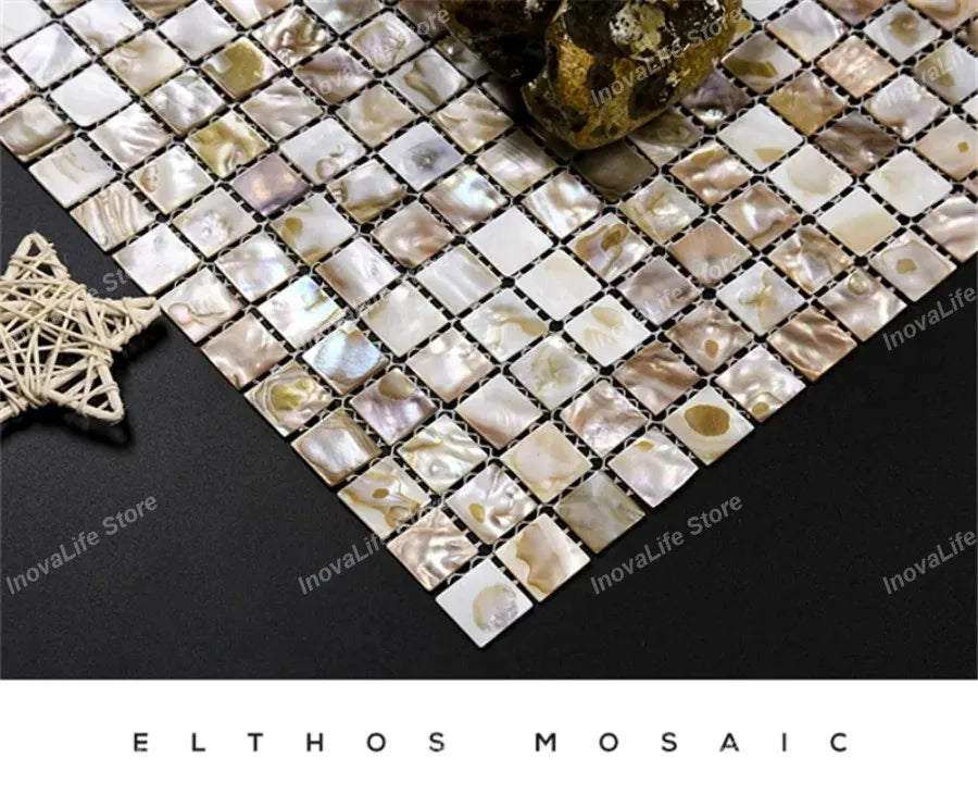 30x30CM Natural Shell Mosaic Tiles Sheet Mother of Pearl Wallpaper Tile Sticker Kitchen Backsplash Bathroom Shower Decorative