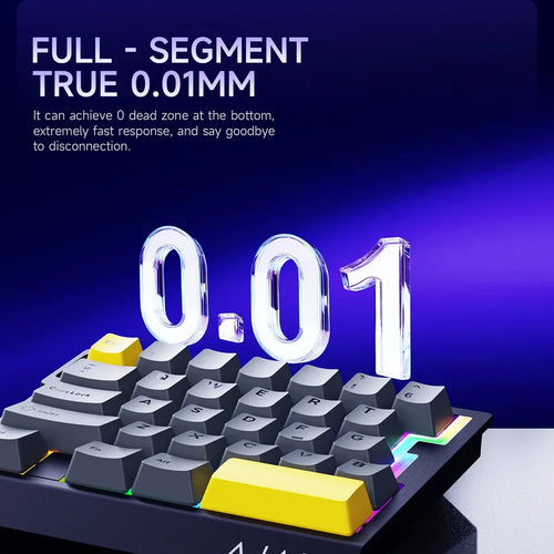 AJAZZ AK029 one-handed gaming keyboard with black/yellow keycaps, RGB lighting, and magnetic HE switches.