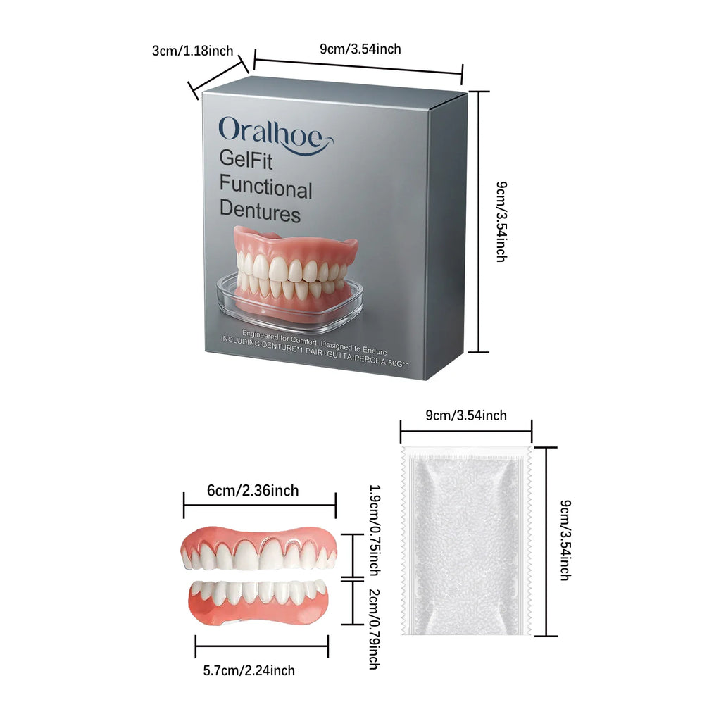 Silicone Dentures False Teeth Full Set Soft Safety Easy to Use Perfect Fit Oral Improve Tooth Loss Broken Temporary Improve