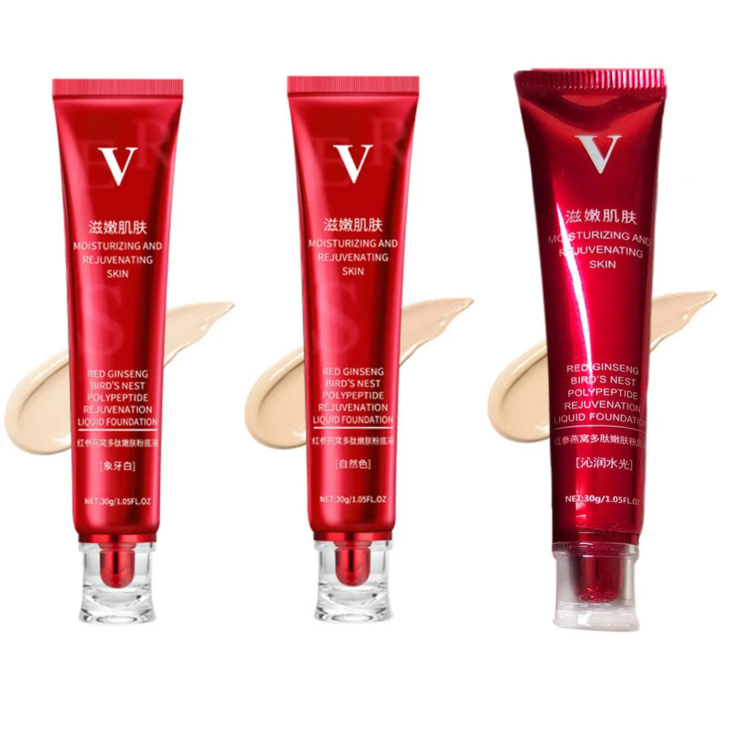 Tidesmit 30g Red Upgrade FV foundation texture close-up showing high coverage waterproof oil control makeup base