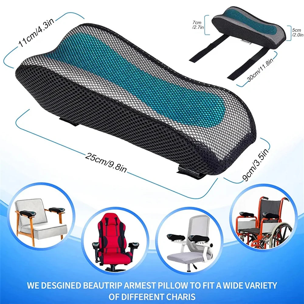 Memory Foam Office Chair Armrest Pads - Ergonomic Elbow Support Relaxation Treatment Tidesmit