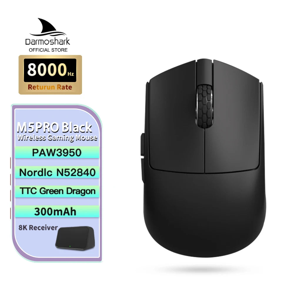 Darmoshark M5Air V2 Forged Carbon Fiber Gaming Mouse Wireless 8K Macro Mouse 30KDPI  Finger Grip Small Hand Mice 30g Lightweight