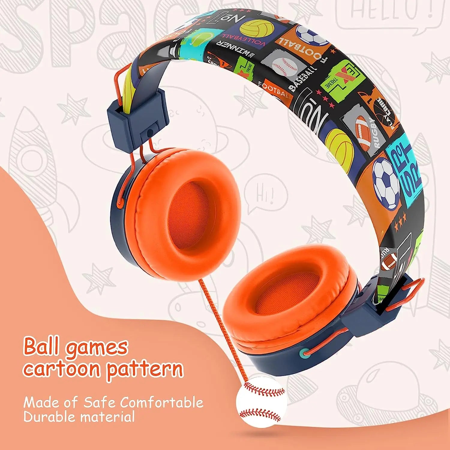 Tidesmit Kids Wired Headphones with Mic - Foldable Adjustable Blue Tidesmit