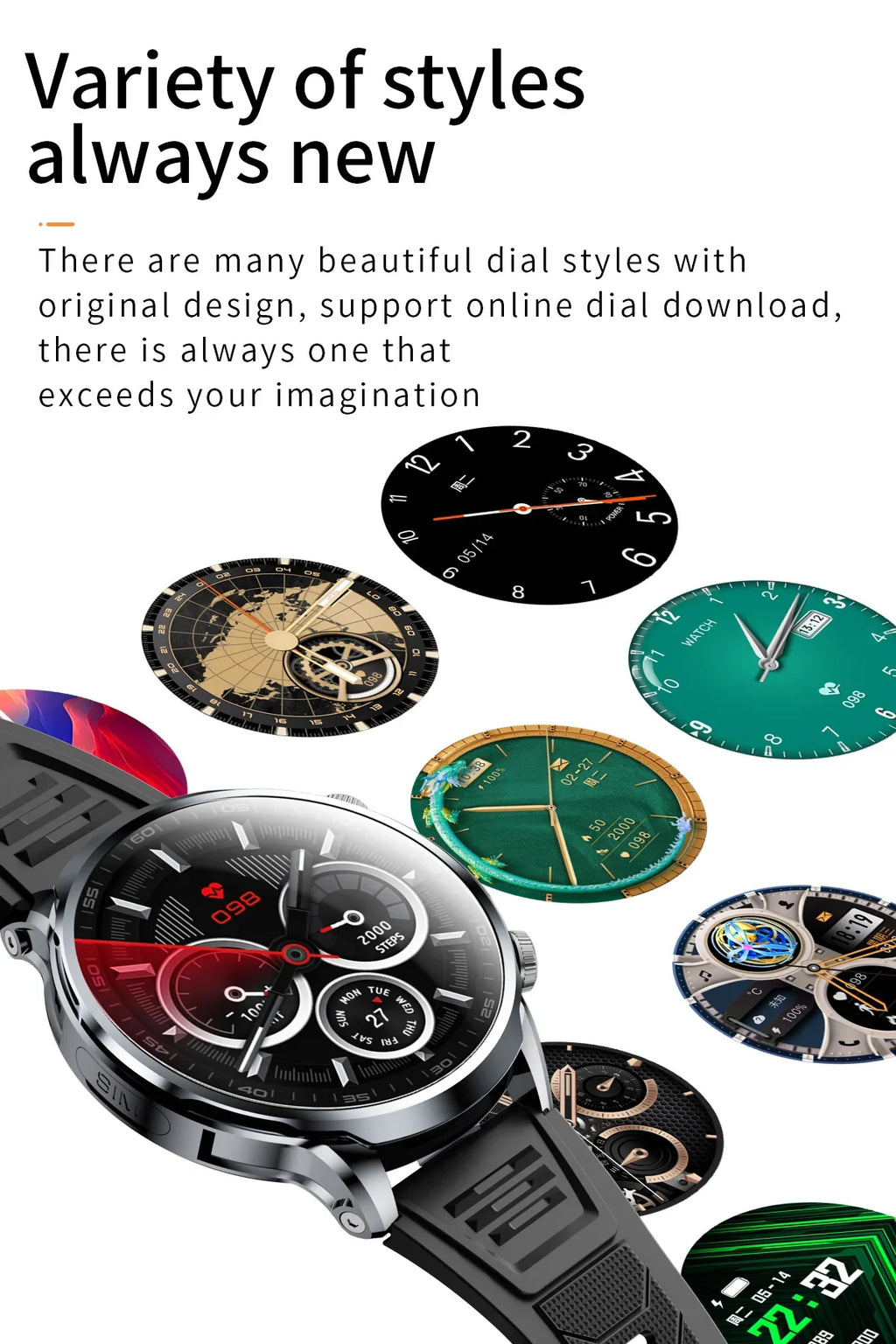 Smart Watch With 1.95 inch IPS 1100mah Battery 128GB ROM 500W Camera GPS WIFI Heart Rate APP Download Smartwatch Android 9.0