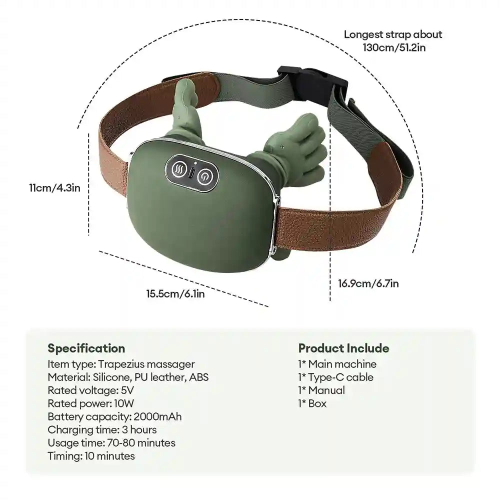 Wireless Neck and Shoulder Massager: Deep Tissue Rechargeable Relief - Green Body Shaping Massage Equipment Tidesmit