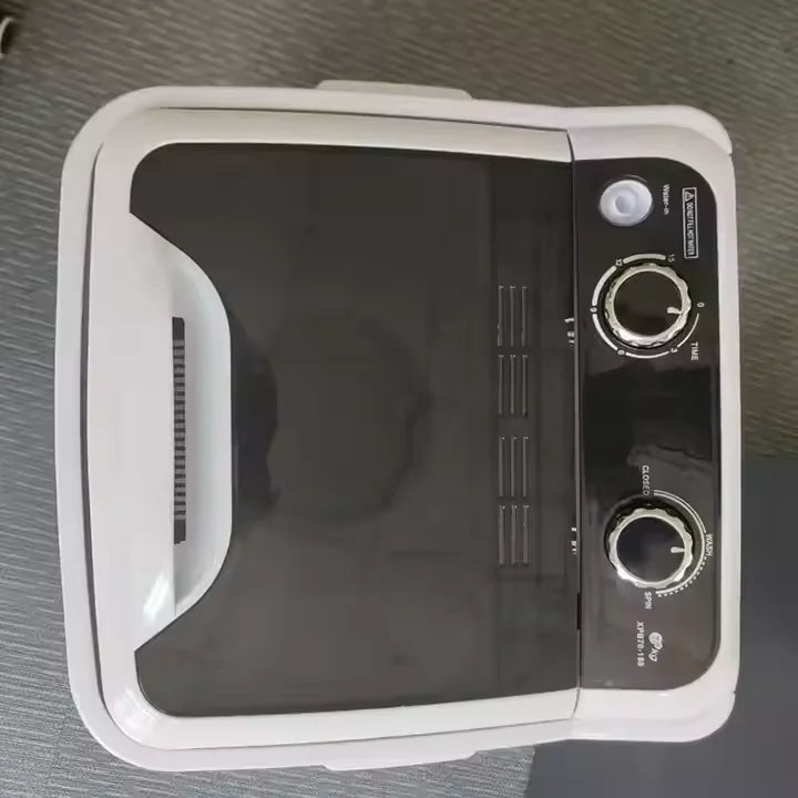Tidesmit 7kg semi-automatic shoe washing and drying machine side view showing laundry drum and control settings