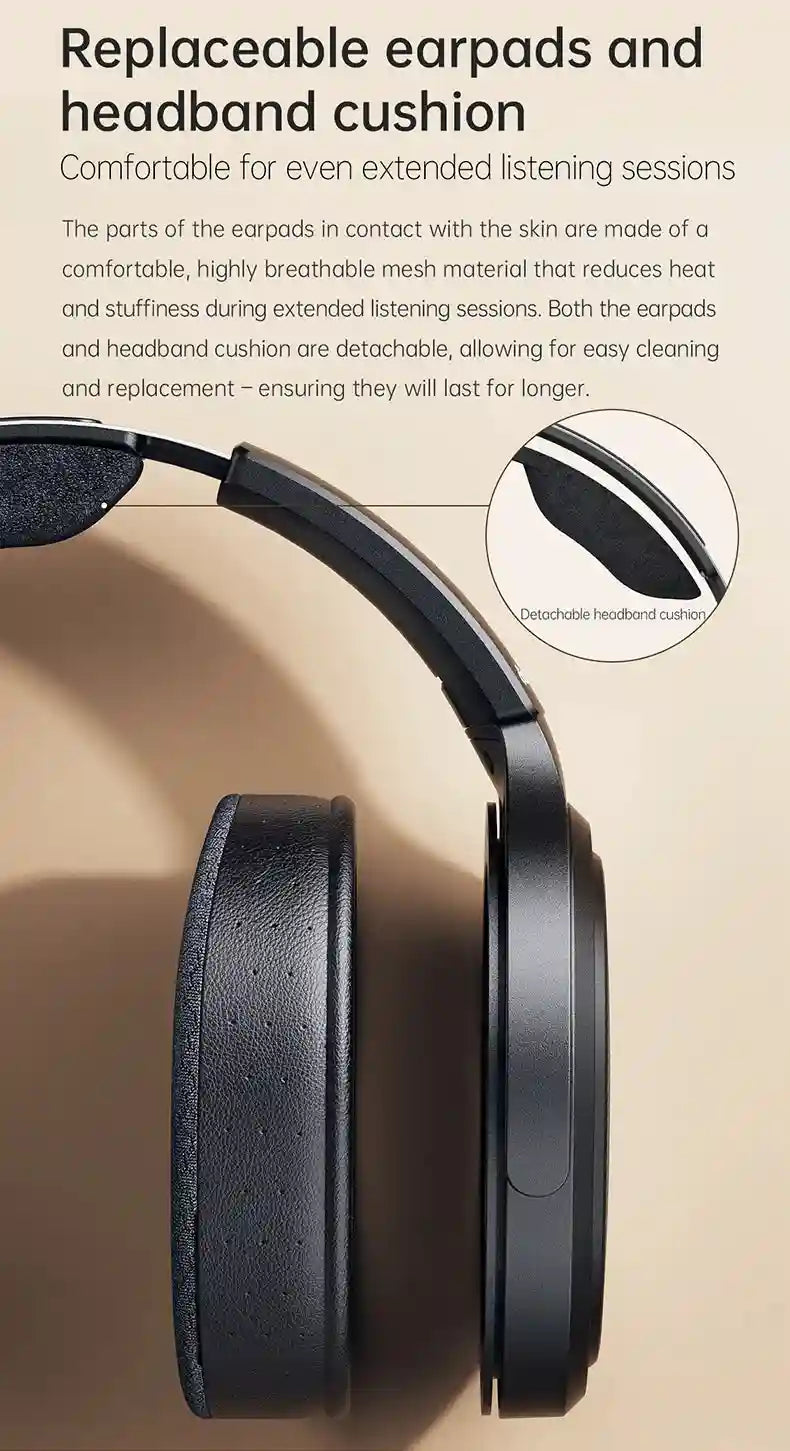 Planar Magnetic Headphones JT7 Black - Over-Ear Audiophile Headset Tidesmit