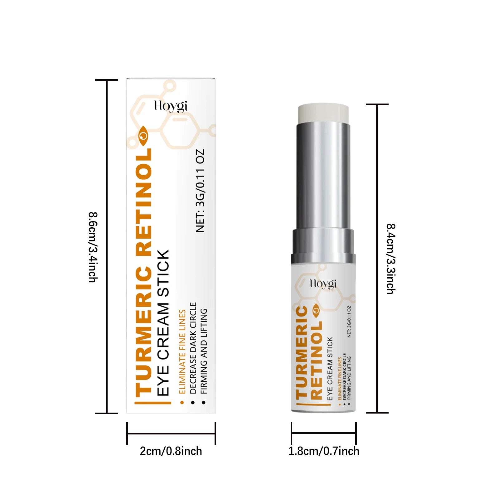 Turmeric Retinol Eye Cream Stick Anti Puffiness Dark Circle Removal Eye Bag Stick Fade Fine Line Brighten Moisturizing Skin Care