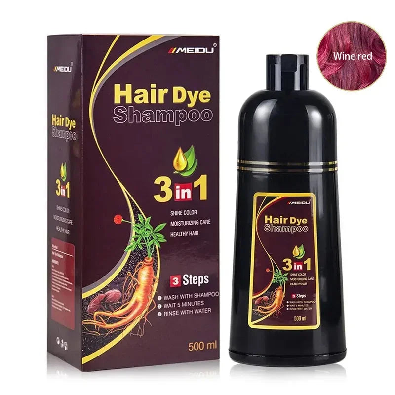 Black Hair Dye Shampoo 3 In 1 Quick Instant Coloring Shampoo Gray White Cover Natural Plant Fast Dye Long Lasting Dye Shampoo