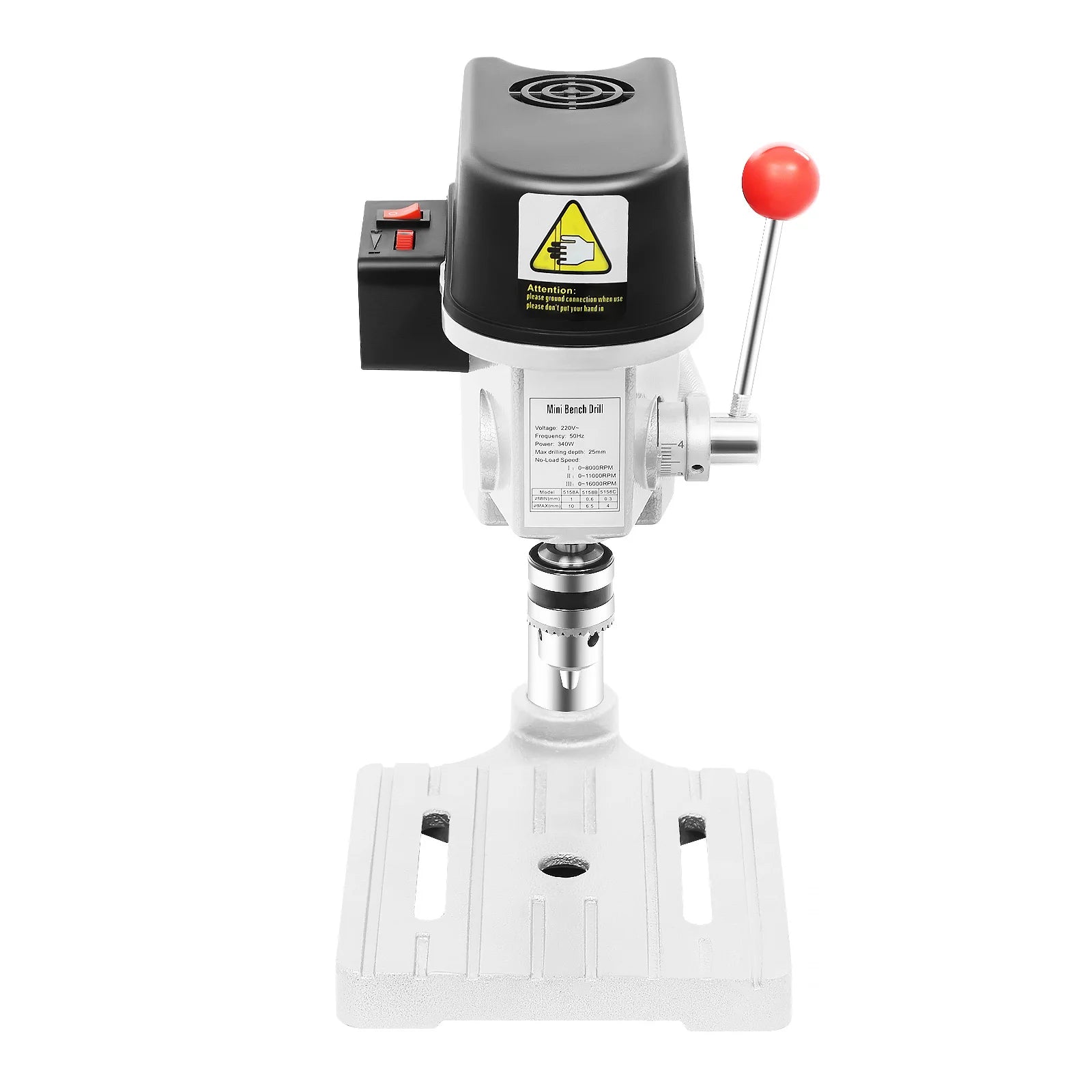 340W 220V Mini Bench Drill Press Corded Mini Table Drill,3 Adjustable Speed Benchtop Drill Press for DIY Creation Woodworking Metal Drilling