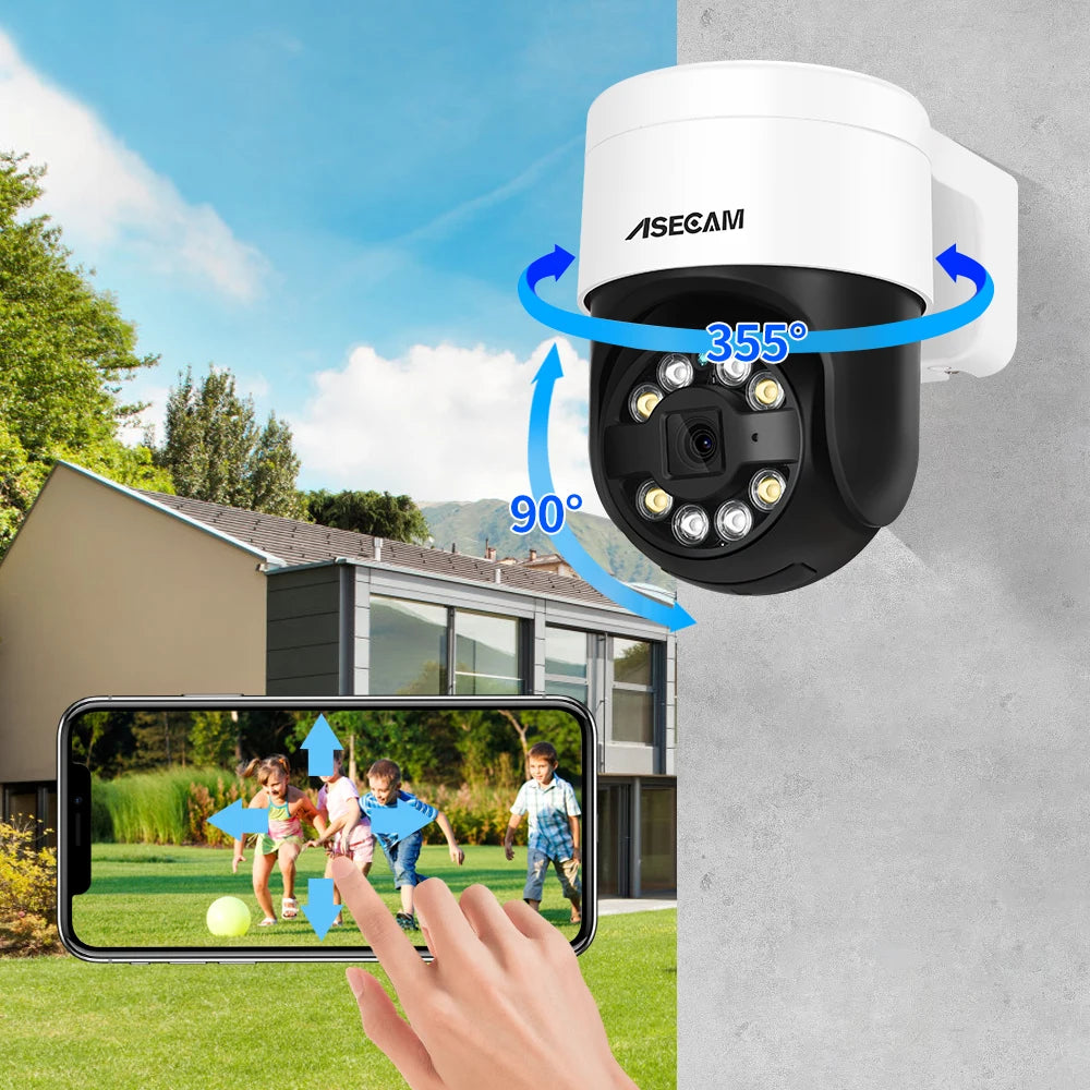 ASECAM 8MP 4K PTZ IP Camera Outdoor AI Face Detection Audio POE H.265 Onvif CCTV RTSP Humanoid Detection Security Camera