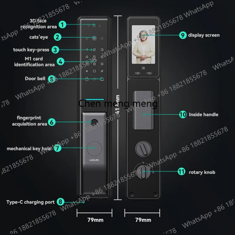 Cerraduras Electronica Security Deadbolt Door Lock Fingerprint 3D Face Recognition Smart Lock With Camera