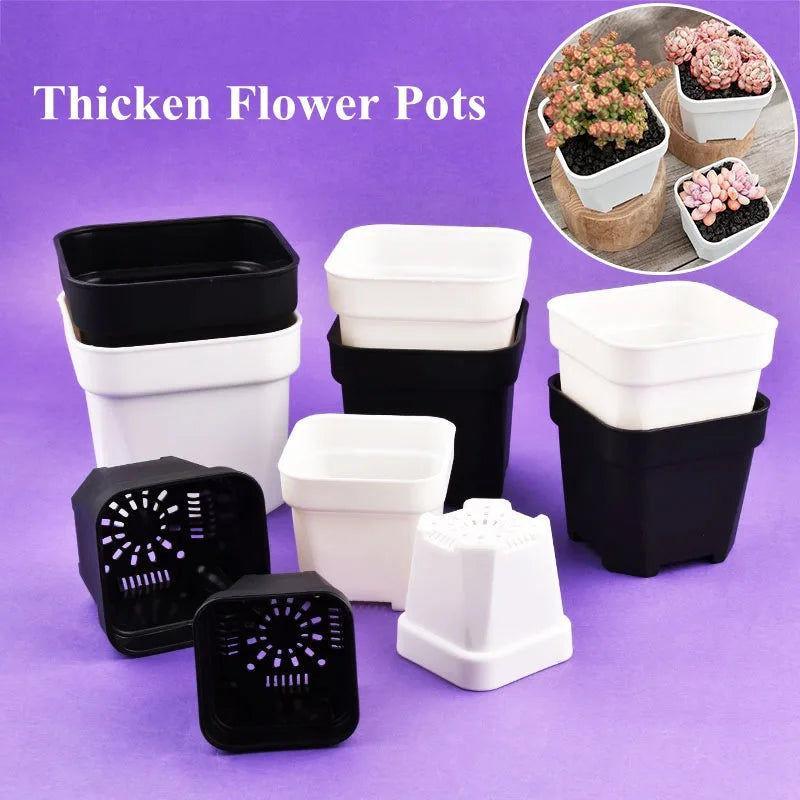 2-5PCS Quality Thicken Flower Pots ，Succulents Plant Square Flowerpots Nursery Grow Container Cactus Pot Planter Garden Supplies