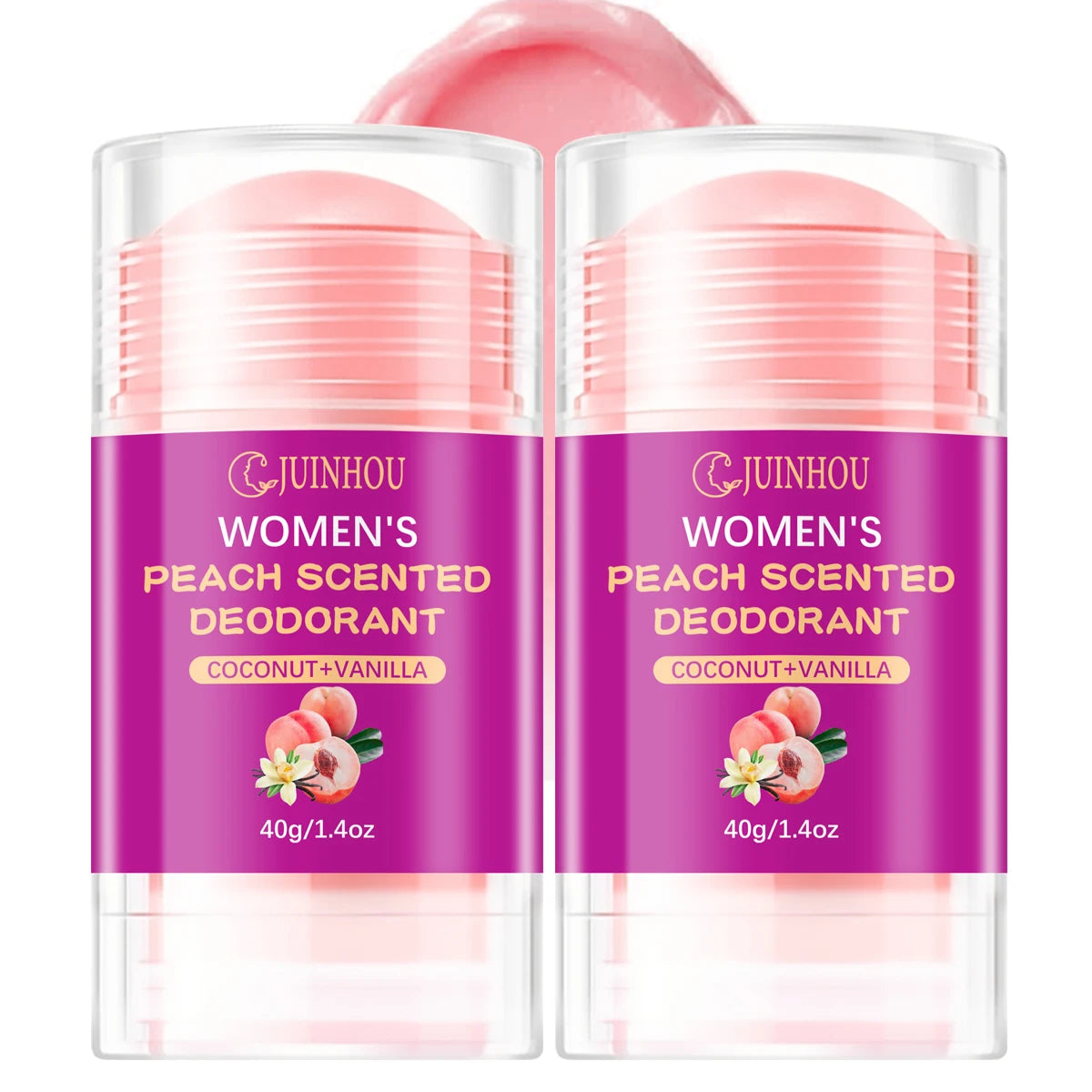 Tidesmit JUINHOU 40g peach scented deodorant stick for women, moisturizing antiperspirant for daily fresh protection.