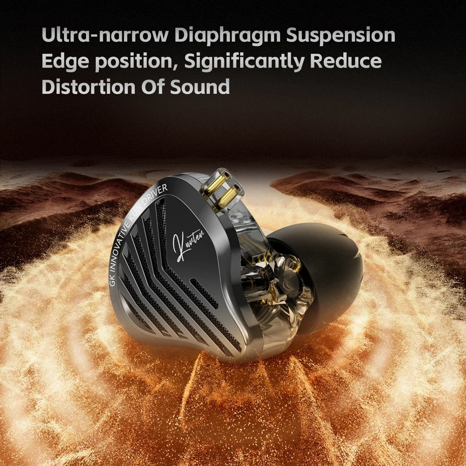 GK KUNTEN Dynamic Drive Headphones HIFI Heavy Bass Earbuds Sports Metal Headphones Detachable Headphones 2PIN KZ Zenith EDX Tidesmit