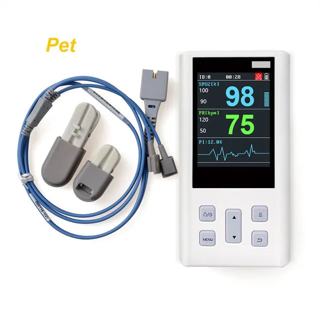 Handheld Pulse Oximeter Veterinary Vital SPO2 PR PI Heart Rate Monitor With Memory Adult Neonatal Pets Hospital Clinic Household