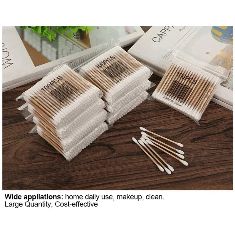 Double Head Cotton Swabs 500 Pcs for PMU Machines - Wood Sticks Permanent Makeup Machines Tidesmit