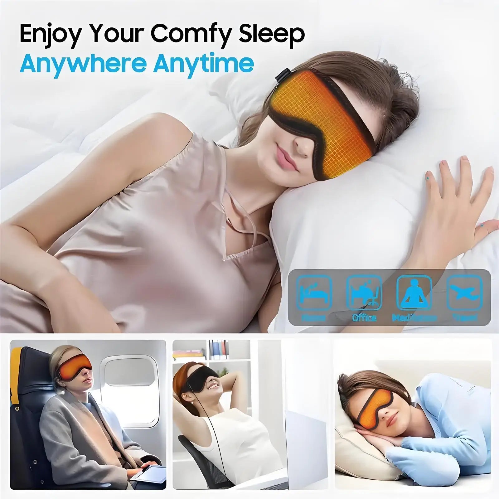 Heated Eye Mask for Dry Eyes | 3-Level Heat Therapy & Massage - Tidesmit Massage Cushion Tidesmit