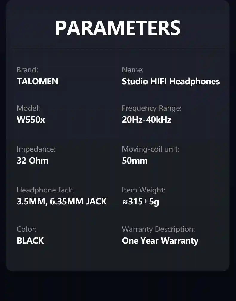 Studio Monitor Over-Ear Headphones - W550x Professional Audio Tidesmit