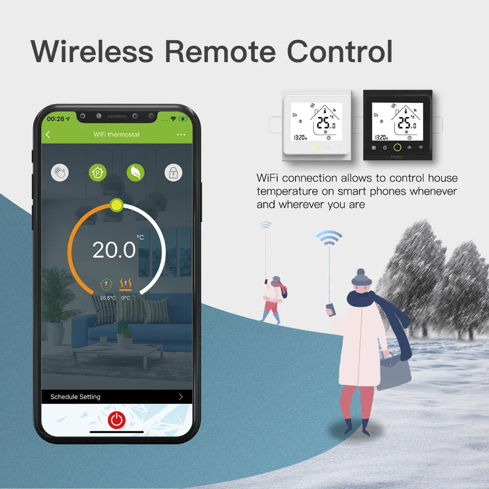 Moes WiFi Smart Thermostat Temperature Controller for Water/Electric floor Heating Gas Boiler Control with Alexa Google Home
