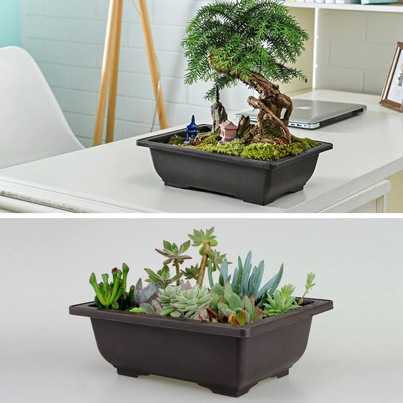 Garden Landscape Bonsai Tray Square Rectangular Flowerpot Succulent Plant Flowerpot Bonsai Pot Small Potted Gardening Supplies