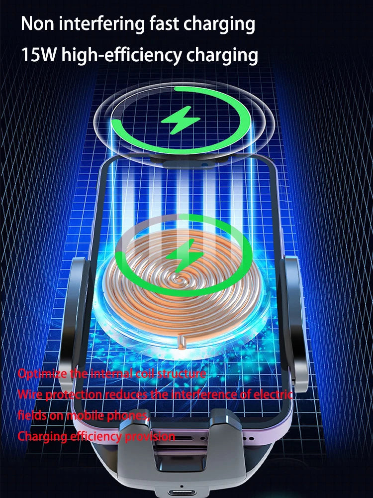 15W Wireless Car Charger Air Vent Mount - Qi Certified Fast Charging Black Tidesmit