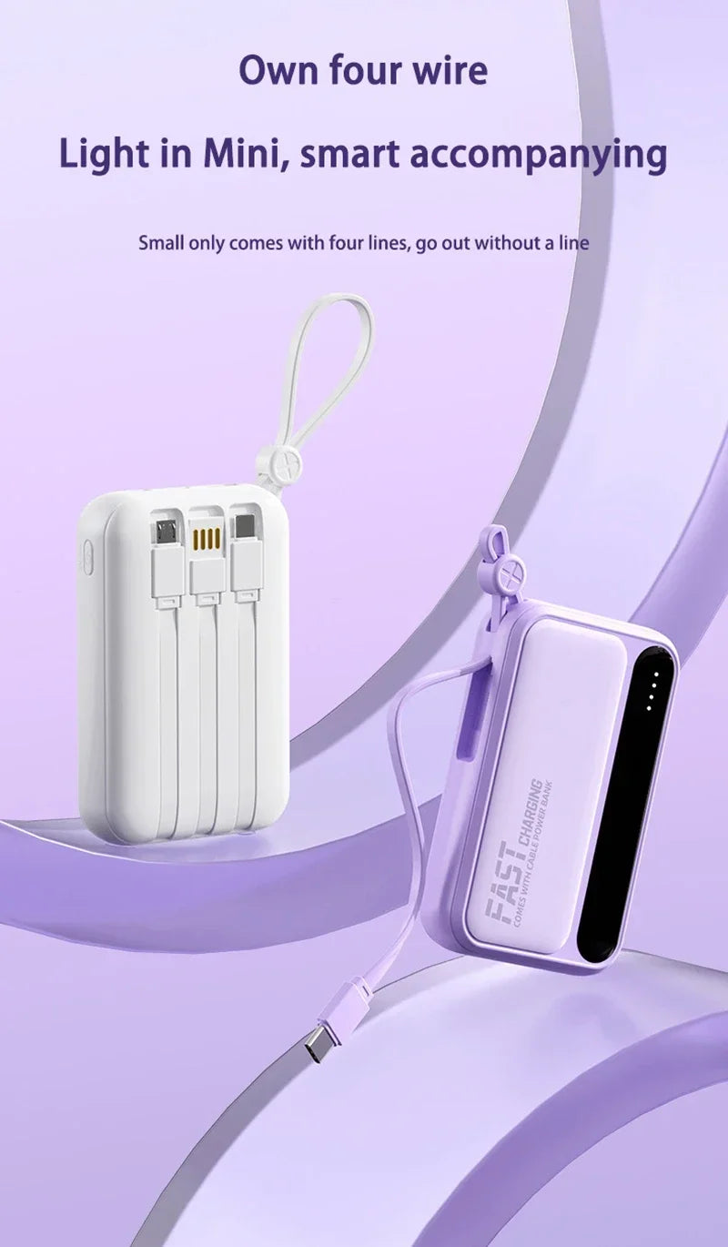 Tidesmit Portable Charger: Fast Charging Power Bank with 4 Cables Tidesmit
