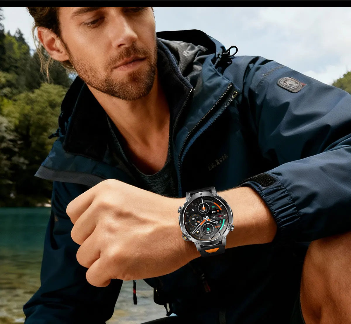 New GPS Sapphire Glass Smartwatch Business men 1.7-inch AMLED Screen Clock 1400mAh Battery 10ATM waterproof Titanium alloy Watch