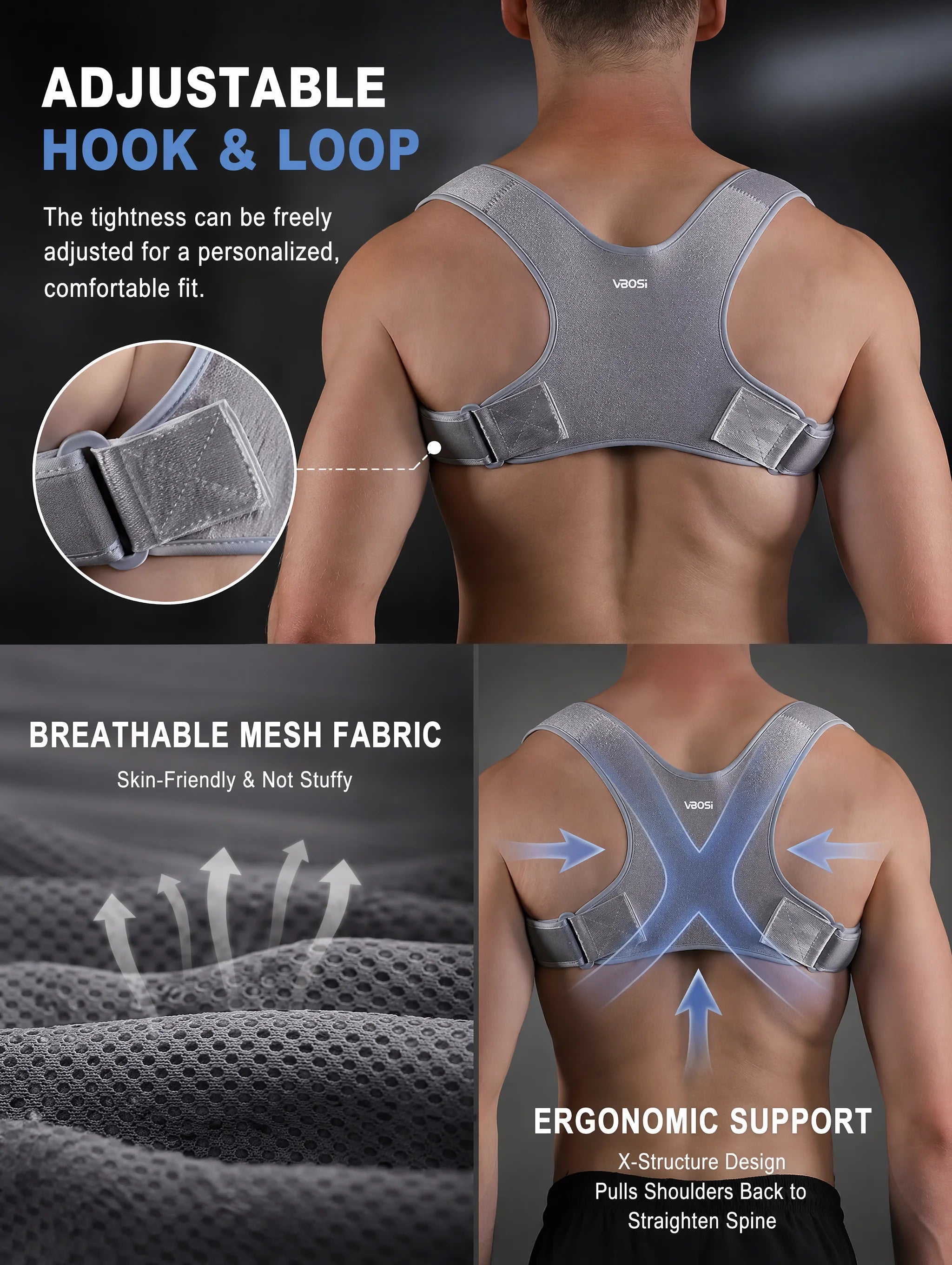 Adjustable Posture Corrector for Men & Women, Invisible Upper Back Brace for Clavicle Support, Neck Shoulder Pain Relief