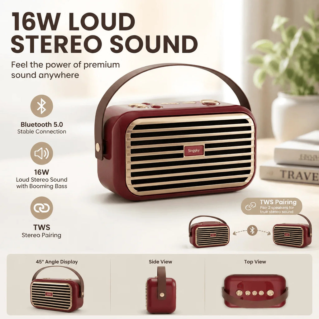 Bluetooth Portable Speaker 16W High Power Stereo Sound with TWS Pairing Wireless Speaker for Home Office Travel Outdoor Use Booming Bass and Rich Clear Audio Ideal for Parties Outdoor Activities Durable Compact Design Long La