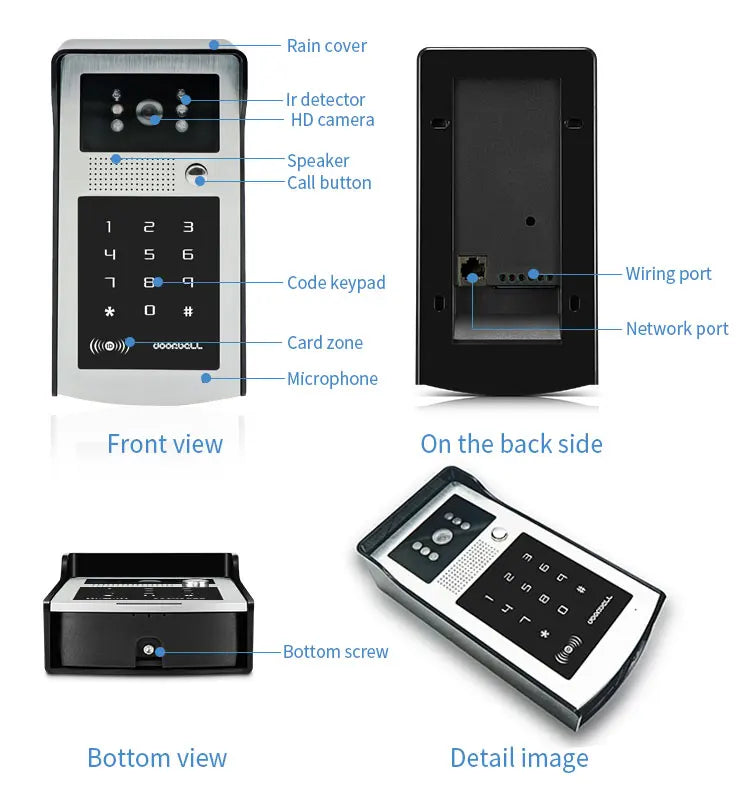 2MP 1080P Tuya APP WIFI Rifd Password TCP/IP Video Door Phone Wide Angle Intercom Visual Doorbell  Door Entry Camera