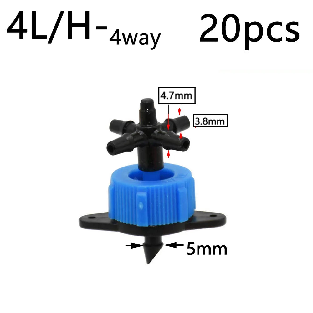 Garden Drip Irrigation Dropper 1/8" 2/4-Way Water Pipe Connector 4/7mm To 3/5mm Hose Bend Arrow Emitter Watering Dripper