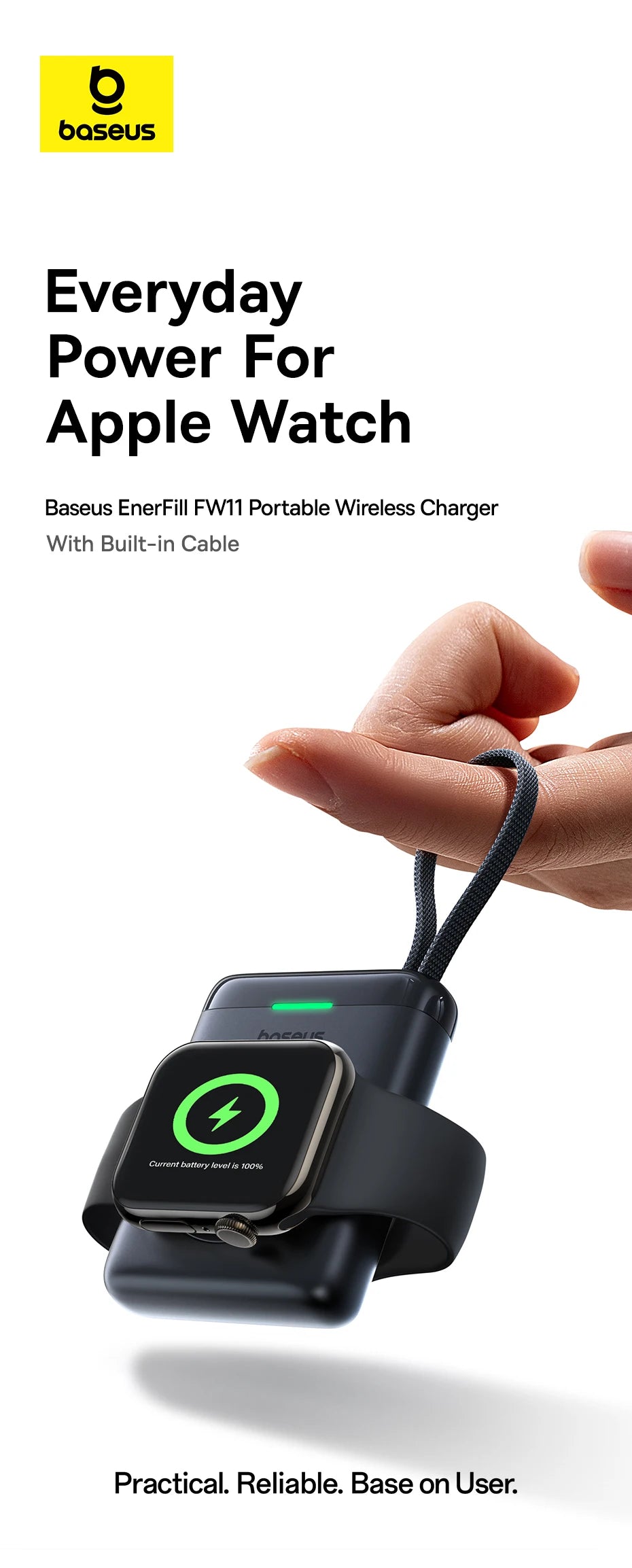 Baseus 5W Magnetic Wireless Charger For Apple Watch USB-C Built-in Cable For Apple Watch S1-S10 SE SE2 Ultra2