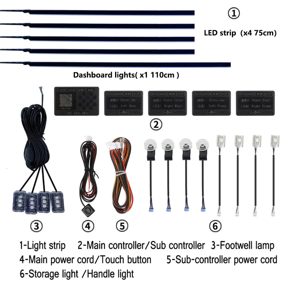 Car Ambient Lighting Kit | 213 Color LED Strip Interior by Tidesmit Tidesmit