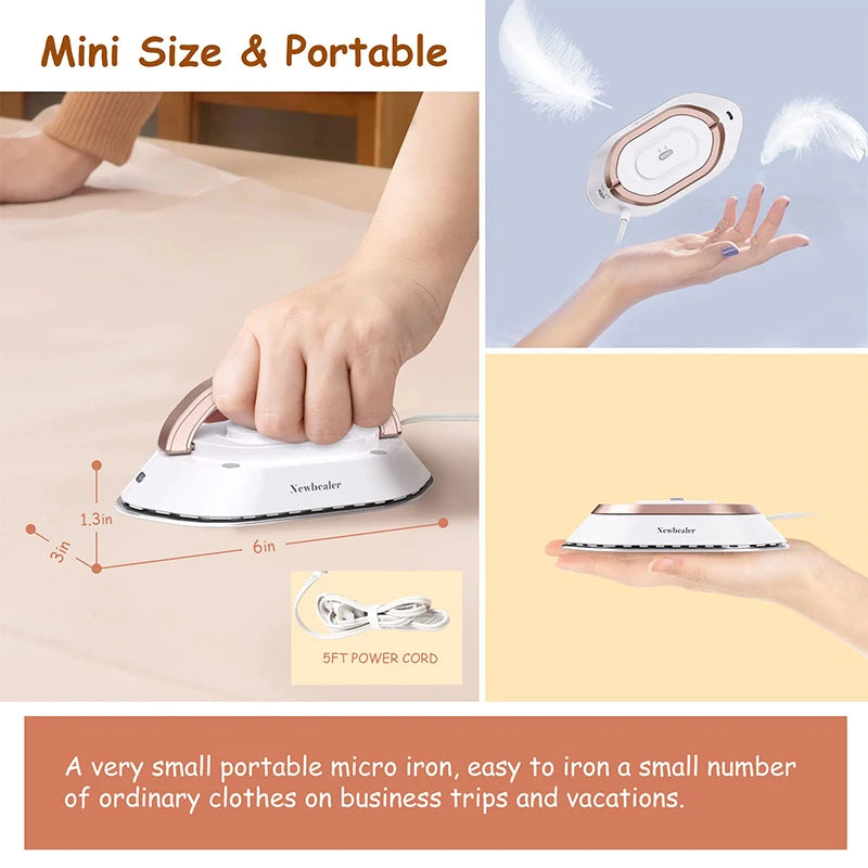 Tidesmit 300W portable mini electric iron and dryer with dual-voltage, shown in side profile for compact travel use.