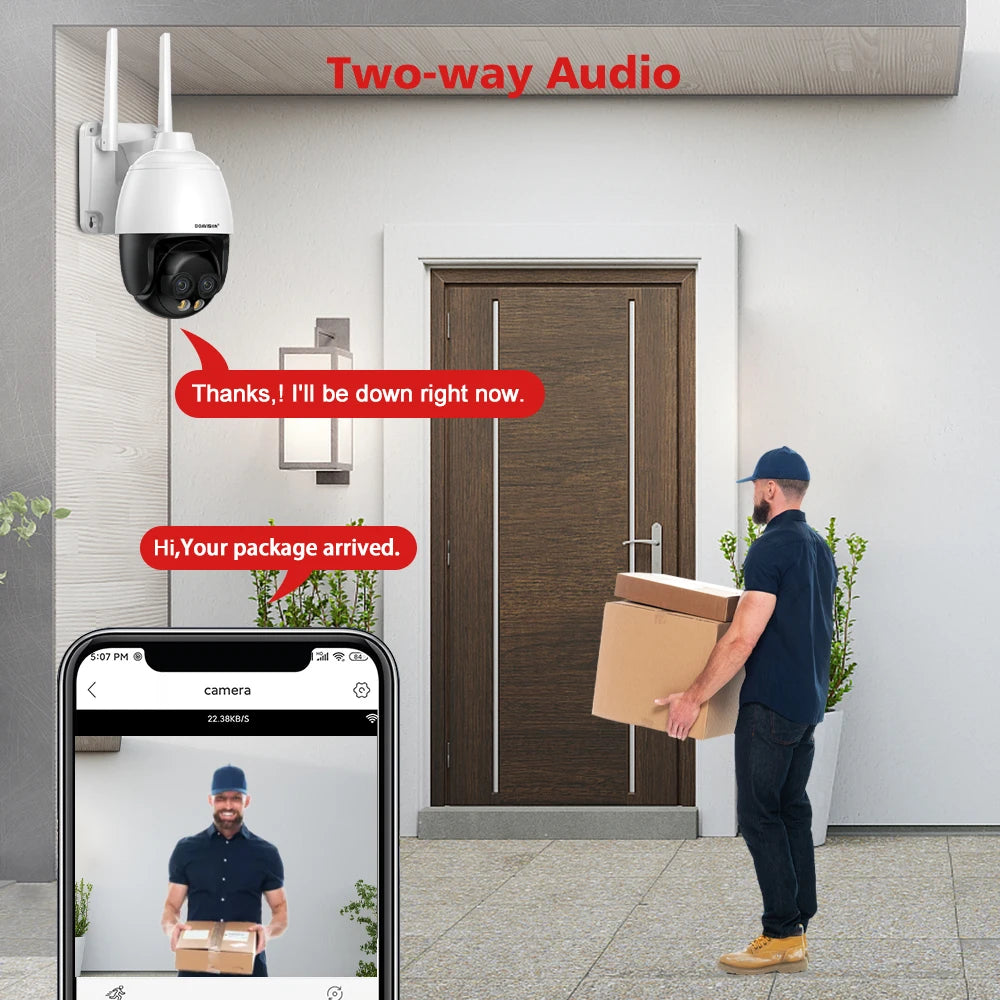 WIFI/4G /POE Surveillance Camera HD 8MP 2.8mm 8mm Dual Lens 10X Digital Zoom AI Humanoid Detection Auto Tracking Security Camera