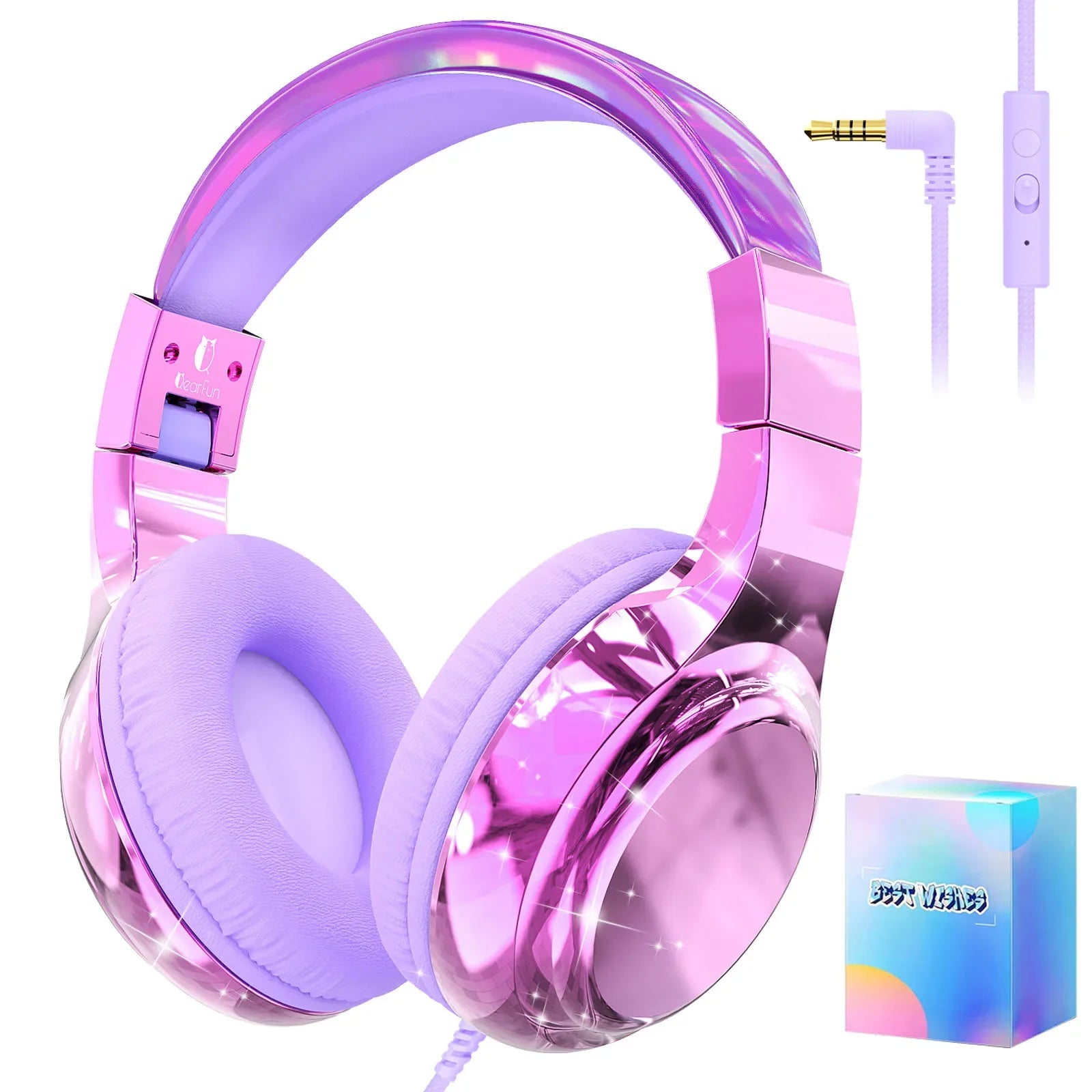 Kids Headphones Wired for School 85/94dB Volume Limiter Foldable Stereo Sound Headset with Mic for Kids Girls Learning Tablet PC LightPurple with Box China Mainland Tidesmit