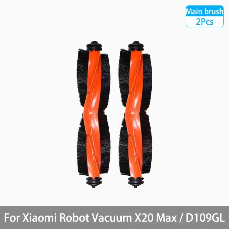 Robot vacuum main brushes, orange roller with black bristles (2-pack)
