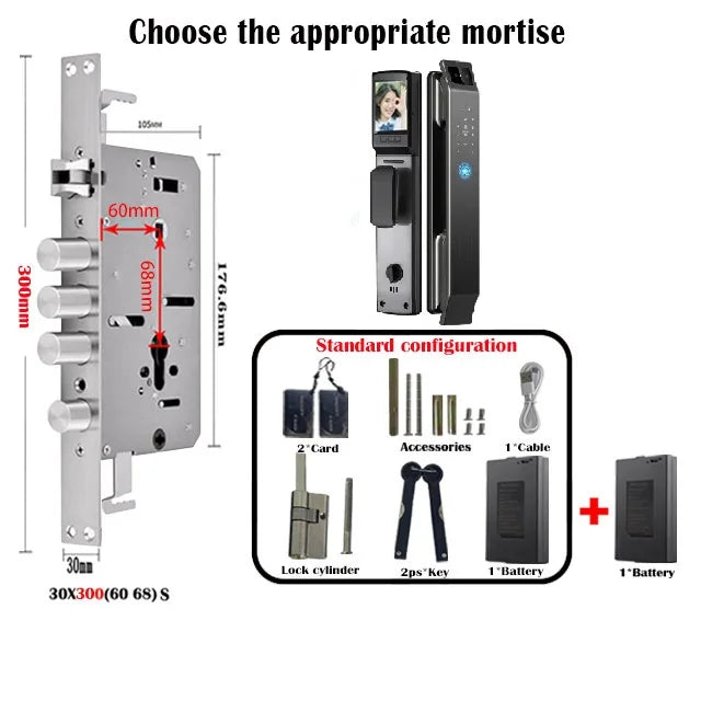 3D Face Recognition Door Lock Tuya App Can Video Intercom Unlock Digital Smart Lock Fingerprint Key Card Nfc Phone Lock