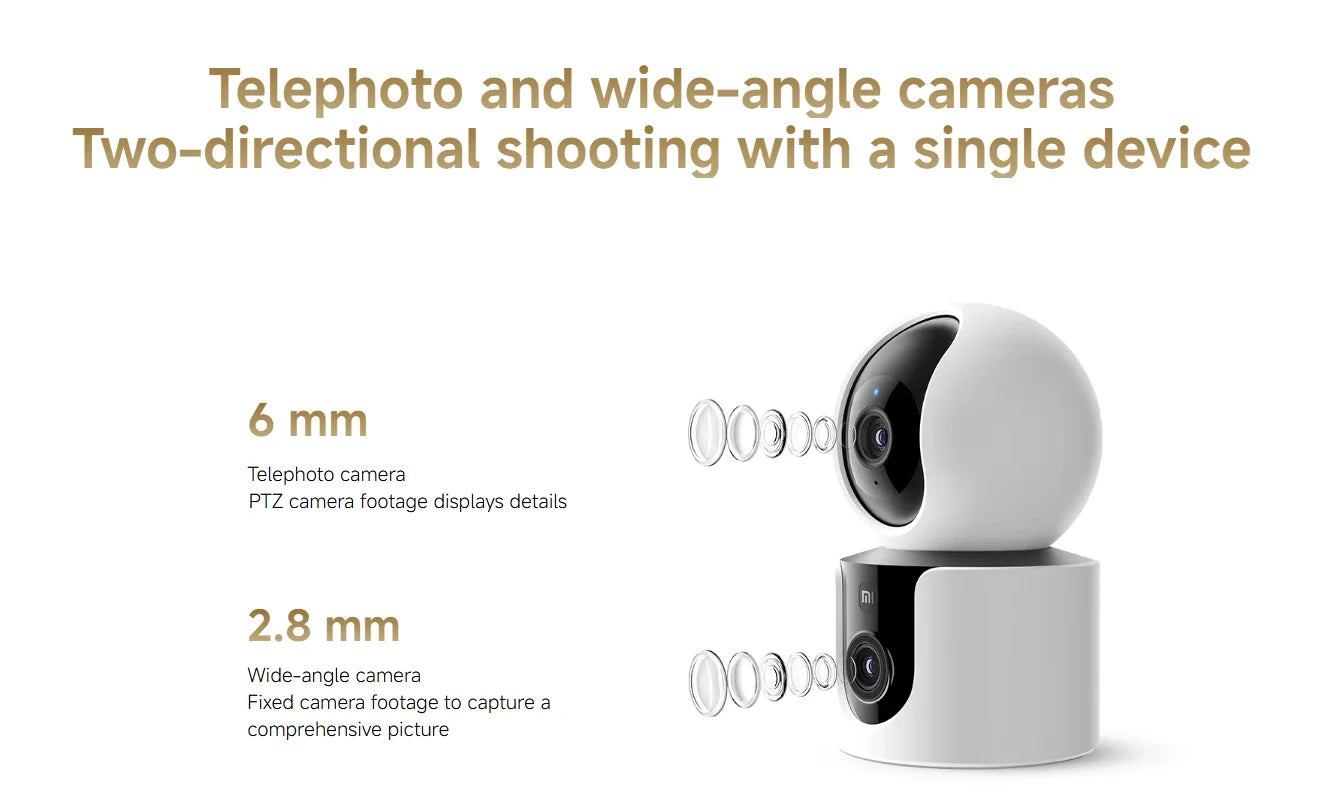 Xiaomi Smart Camera C300 Dual Lens PTZ 360° AI Detection 3 Million Pixels Full Color Night Vision WiFi 6 Home Security Mi Home C