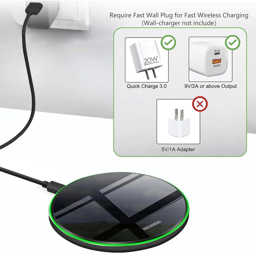 30W Fast Wireless Charger Dock - Qi Certified for iPhone & Android Tidesmit