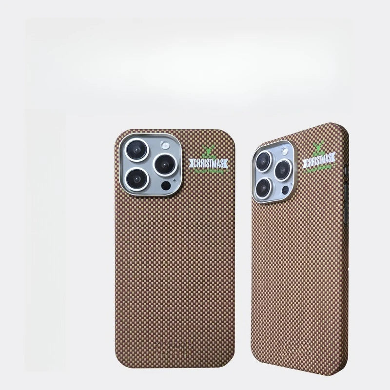 iPhone 15 Pro Carbon Fiber Magnetic Case - Slim Brown Protective Cover Tidesmit