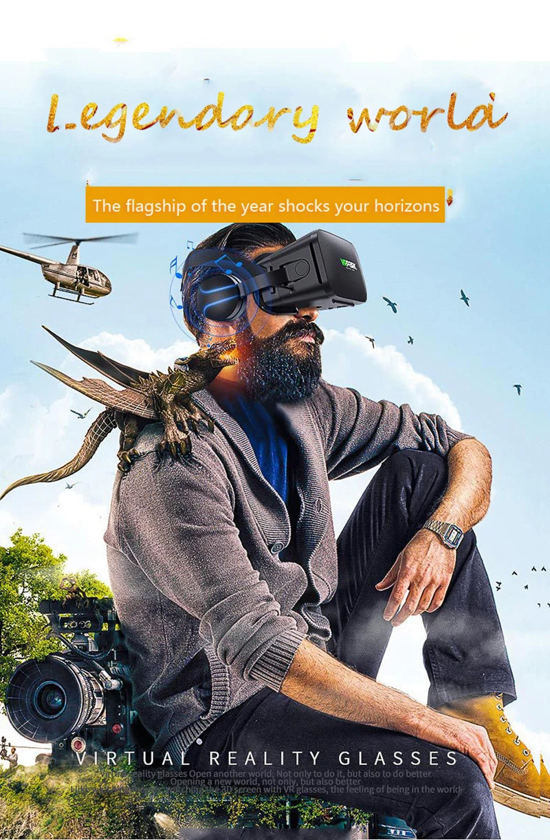 VR Headset for Smartphones - Lightweight Immersive Smart Glasses with Controller Tidesmit