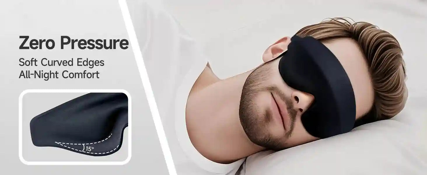 3D Contoured Memory Foam Sleep Mask for Travel - Breathable Eye Cover Eye Massage Instrument Tidesmit