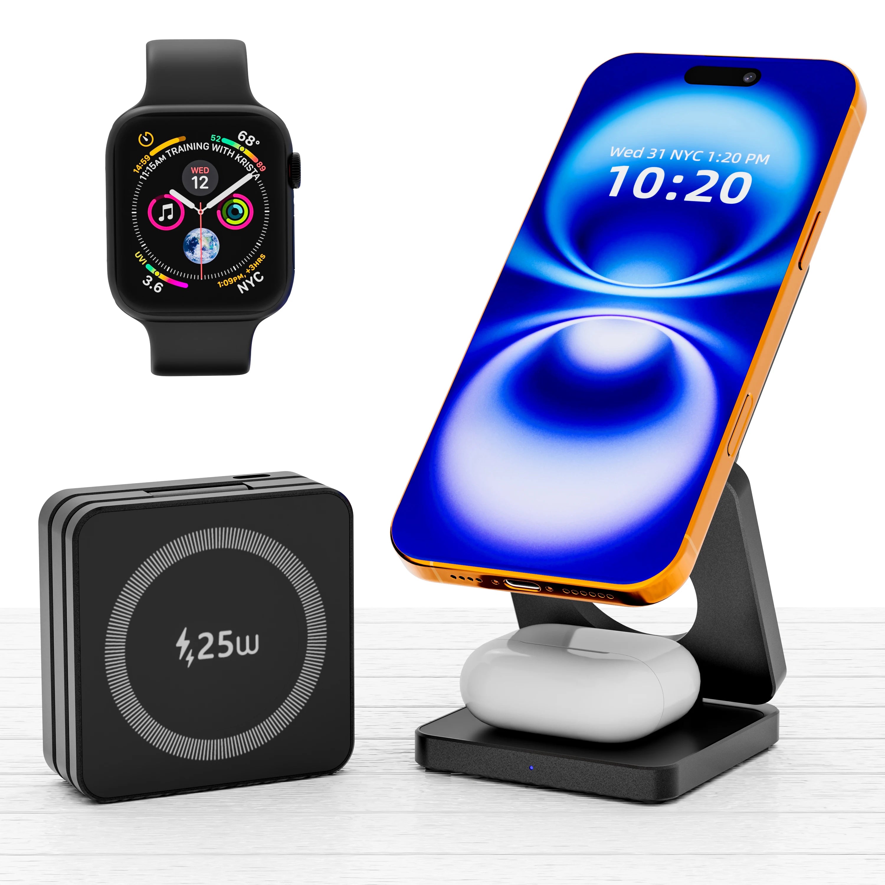 3-in-1 Magnetic Wireless Charger: 25W Qi2 Certified Foldable Stand Tidesmit