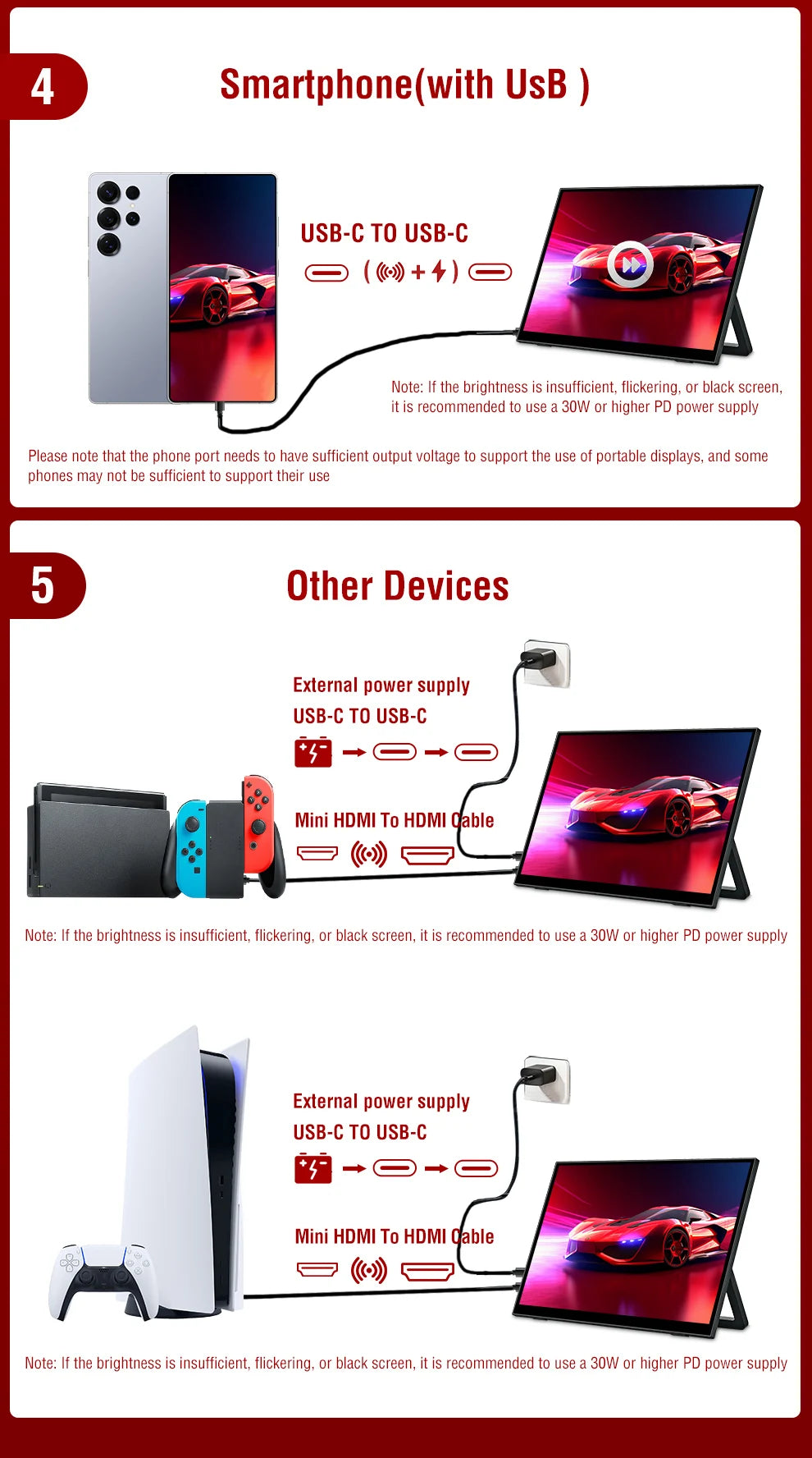 Anmite 18.5 inch Portable Touch Monitor 120Hz 100% sRGB With Screen Holder Stand For Laptop Phone Xbox PS4 PS5 Switch